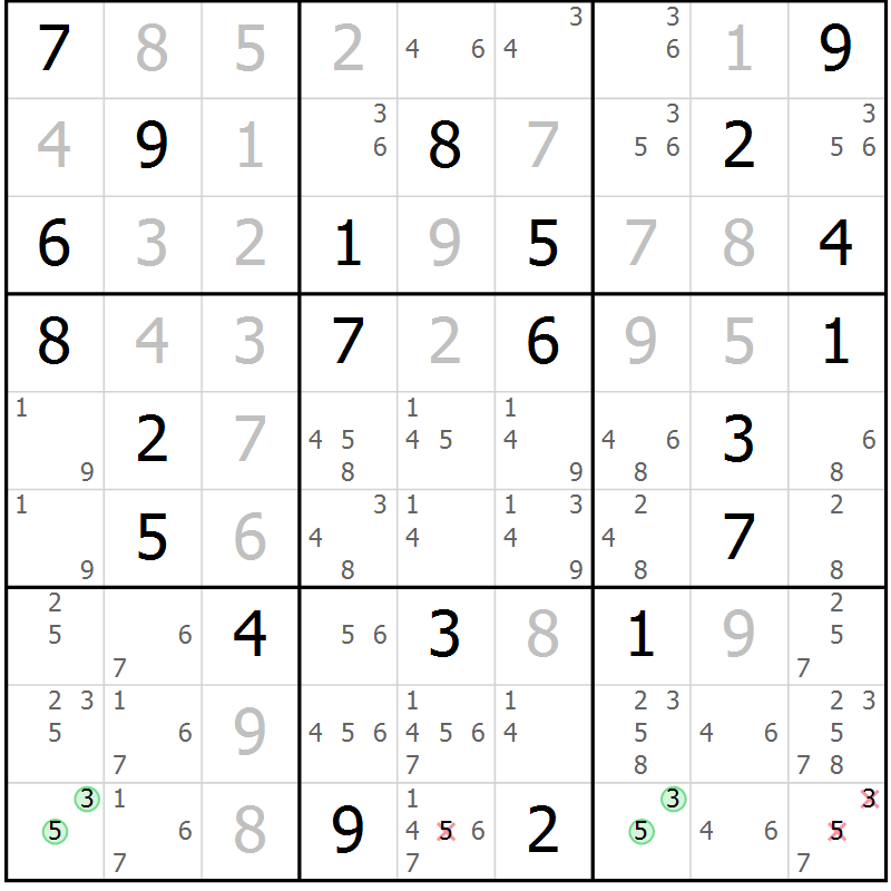 Position des candidats pour la solution de la Gr 39 page 41 du magazine de sudoku Expert n° 020