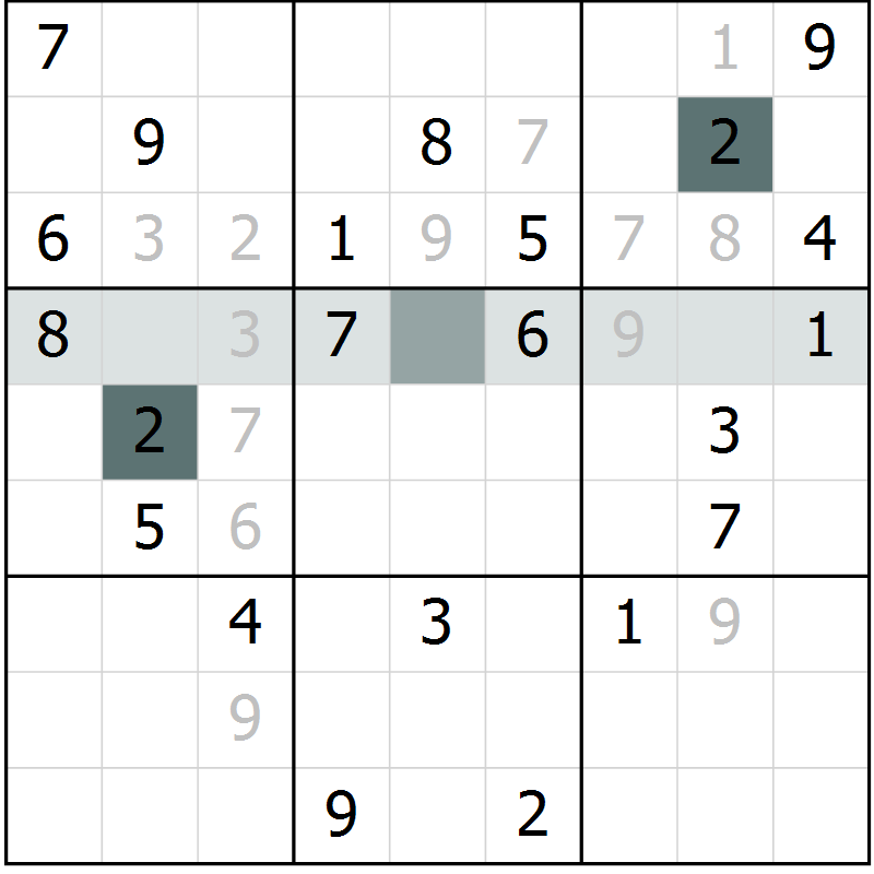 Position des candidats pour la solution de la Gr 39 page 41 du magazine de sudoku Expert n° 020