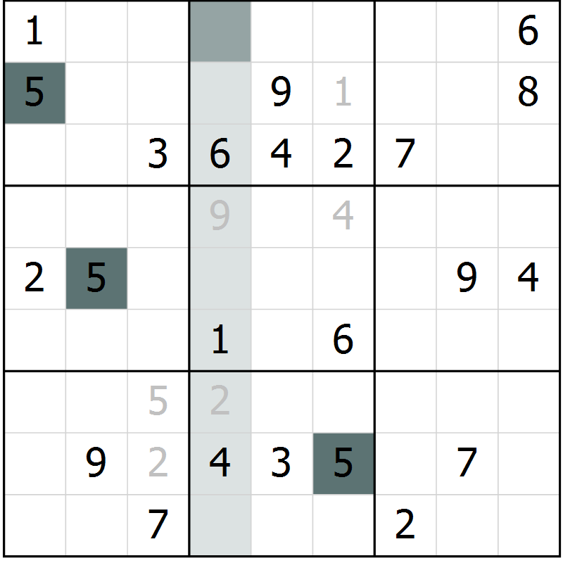 Position des candidats pour la solution de la Gr 4 page 6 du magazine de sudoku Expert n° 020