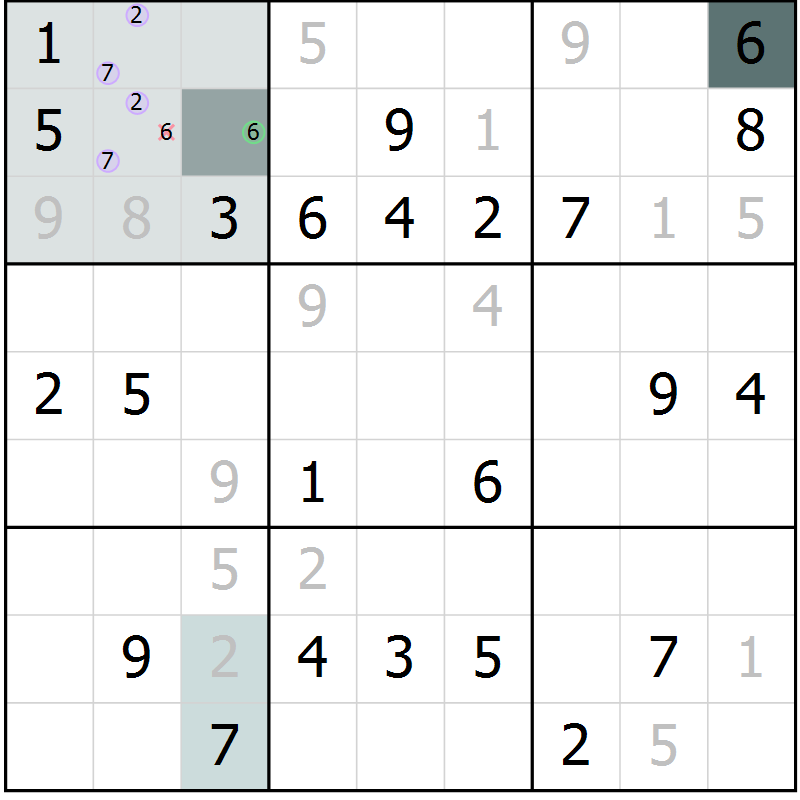 Position des candidats pour la solution de la Gr 4 page 6 du magazine de sudoku Expert n° 020