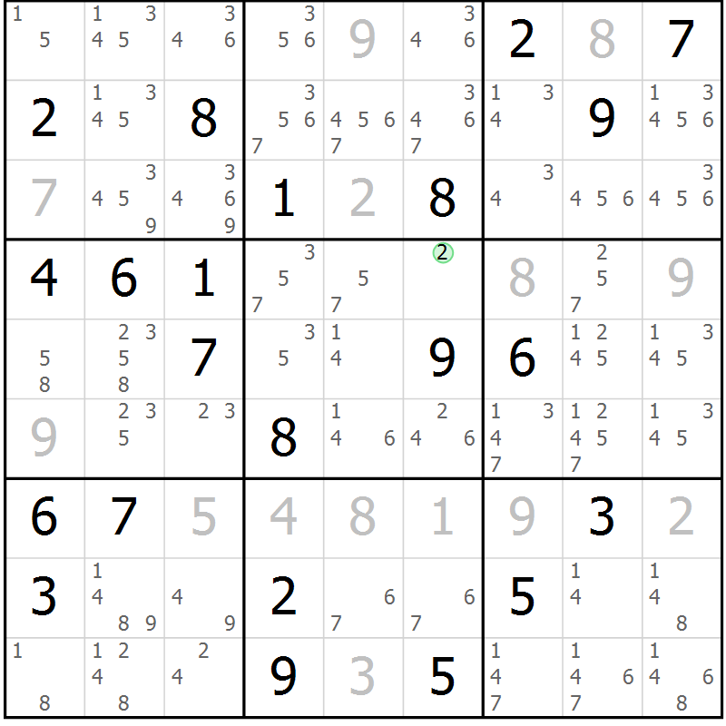 Position des candidats pour la solution de la Gr 40 page 42 du magazine de sudoku Expert n° 020