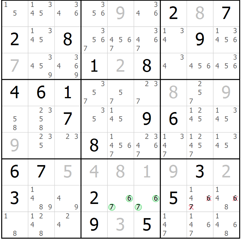 Position des candidats pour la solution de la Gr 40 page 42 du magazine de sudoku Expert n° 020