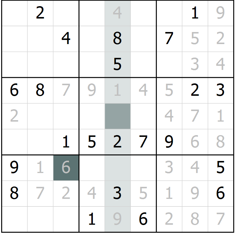Position des candidats pour la solution de la Gr 41 page 43 du magazine de sudoku Expert n° 020