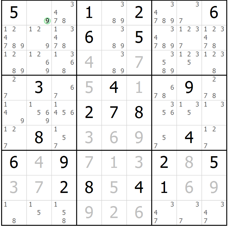 Position des candidats pour la solution de la Gr 42 page 44 du magazine de sudoku Expert n° 020