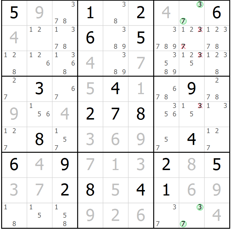 Position des candidats pour la solution de la Gr 42 page 44 du magazine de sudoku Expert n° 020