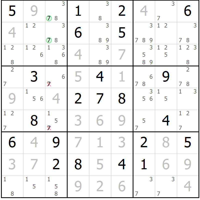 Position des candidats pour la solution de la Gr 42 page 44 du magazine de sudoku Expert n° 020