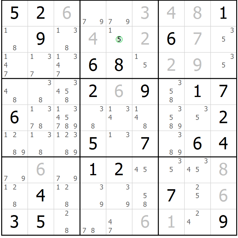 Position des candidats pour la solution de la Gr 43 page 45 du magazine de sudoku Expert n° 020