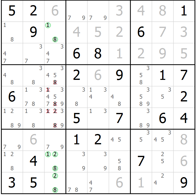 Position des candidats pour la solution de la Gr 43 page 45 du magazine de sudoku Expert n° 020