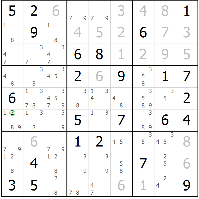 Position des candidats pour la solution de la Gr 43 page 45 du magazine de sudoku Expert n° 020