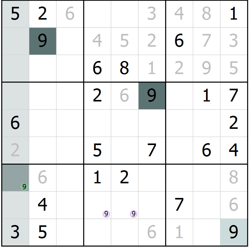 Position des candidats pour la solution de la Gr 43 page 45 du magazine de sudoku Expert n° 020