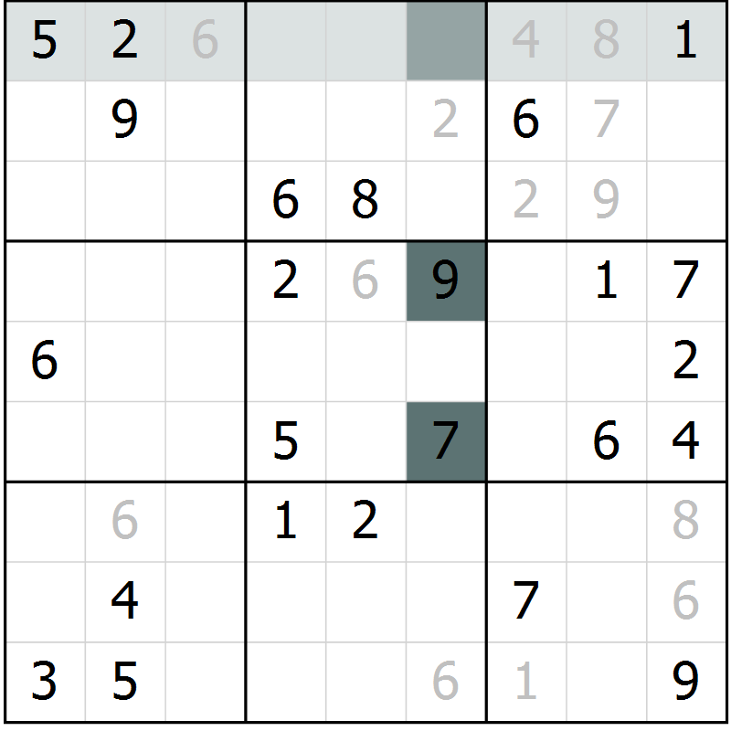 Position des candidats pour la solution de la Gr 43 page 45 du magazine de sudoku Expert n° 020