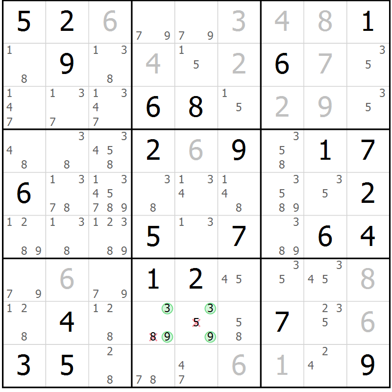 Position des candidats pour la solution de la Gr 43 page 45 du magazine de sudoku Expert n° 020