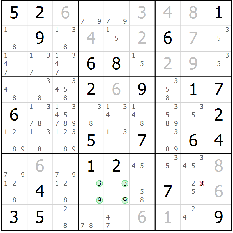 Position des candidats pour la solution de la Gr 43 page 45 du magazine de sudoku Expert n° 020