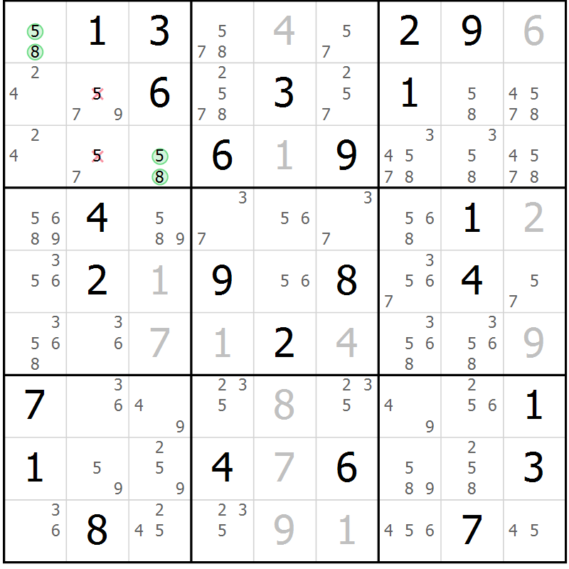 Position des candidats pour la solution de la Gr 44 page 46 du magazine de sudoku Expert n° 020