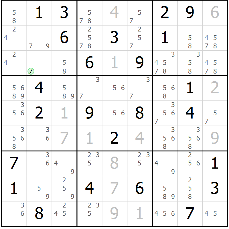 Position des candidats pour la solution de la Gr 44 page 46 du magazine de sudoku Expert n° 020