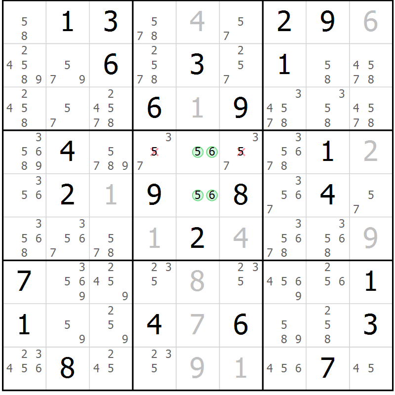 Position des candidats pour la solution de la Gr 44 page 46 du magazine de sudoku Expert n° 020