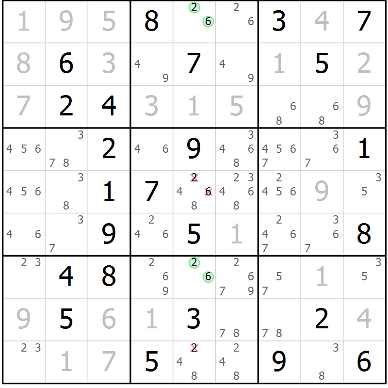 Position des candidats pour la solution de la Gr 45 page 47 du magazine de sudoku Expert n° 020
