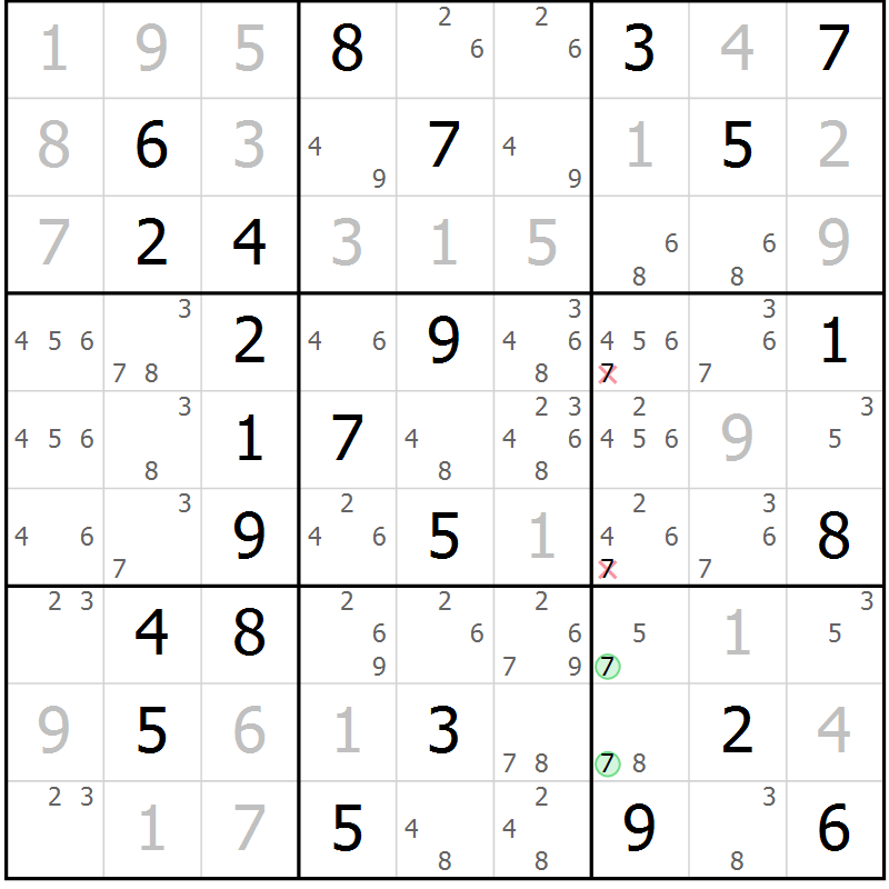 Position des candidats pour la solution de la Gr 45 page 47 du magazine de sudoku Expert n° 020