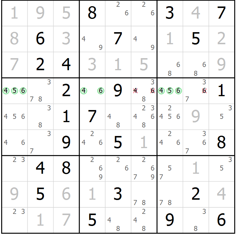 Position des candidats pour la solution de la Gr 45 page 47 du magazine de sudoku Expert n° 020