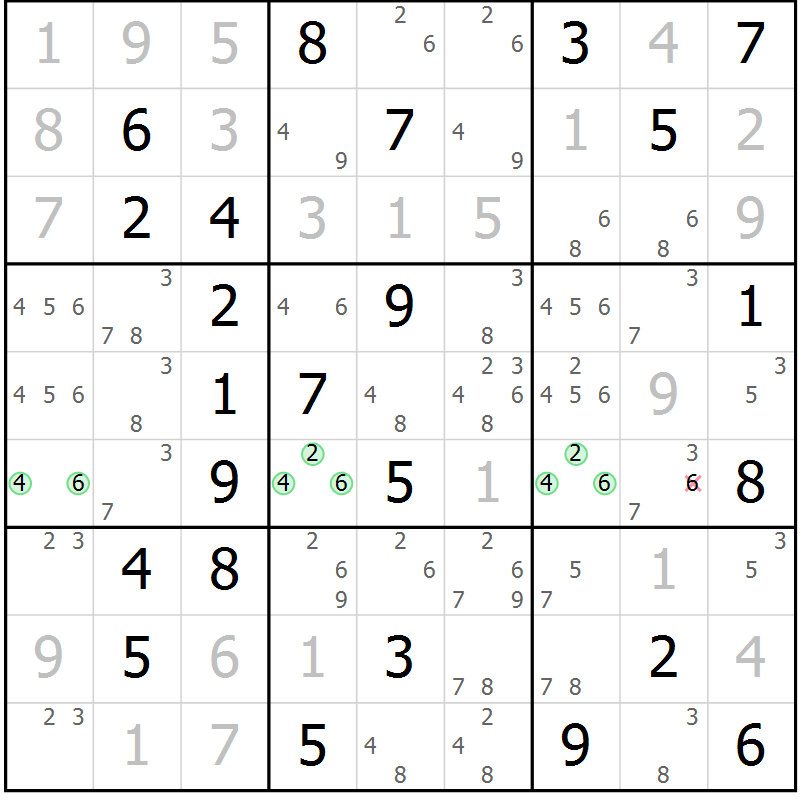 Position des candidats pour la solution de la Gr 45 page 47 du magazine de sudoku Expert n° 020