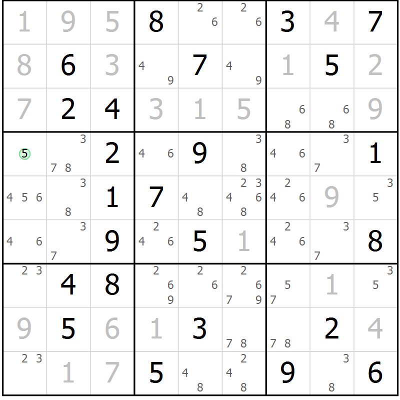 Position des candidats pour la solution de la Gr 45 page 47 du magazine de sudoku Expert n° 020