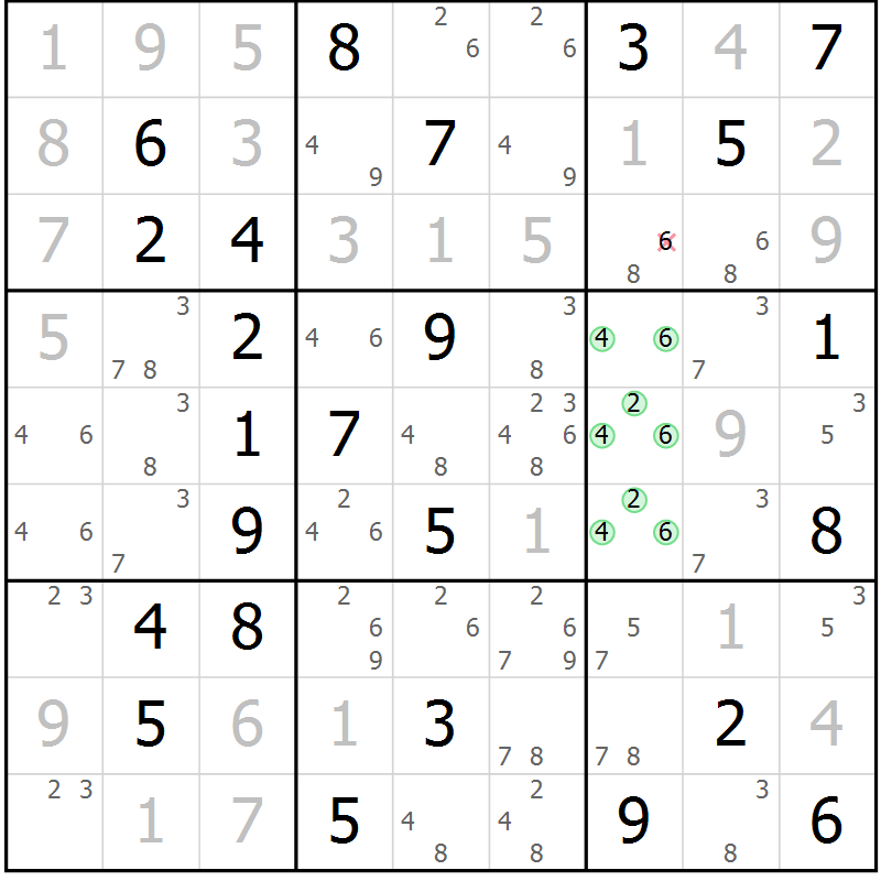 Position des candidats pour la solution de la Gr 45 page 47 du magazine de sudoku Expert n° 020