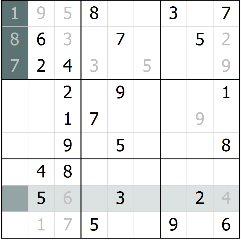 Position des candidats pour la solution de la Gr 45 page 47 du magazine de sudoku Expert n° 020