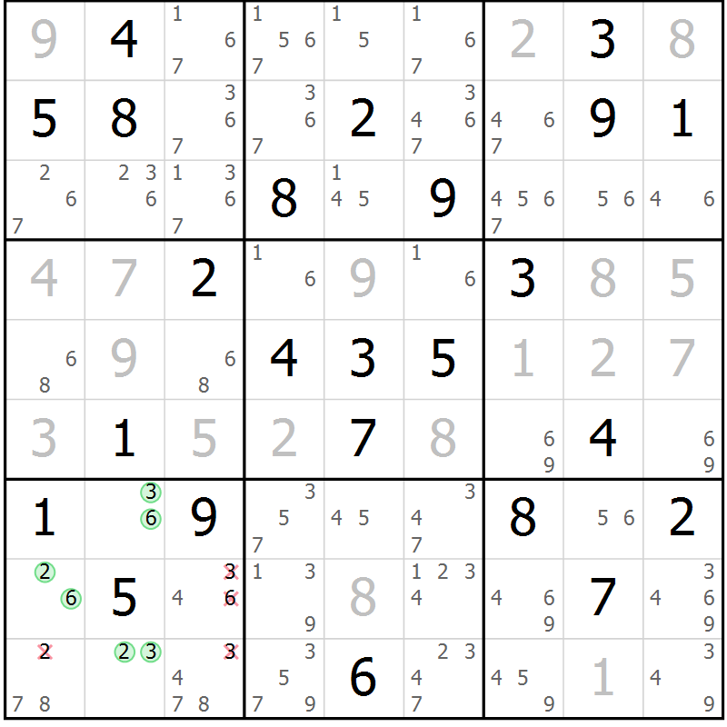 Position des candidats pour la solution de la Gr 46 page 48 du magazine de sudoku Expert n° 020
