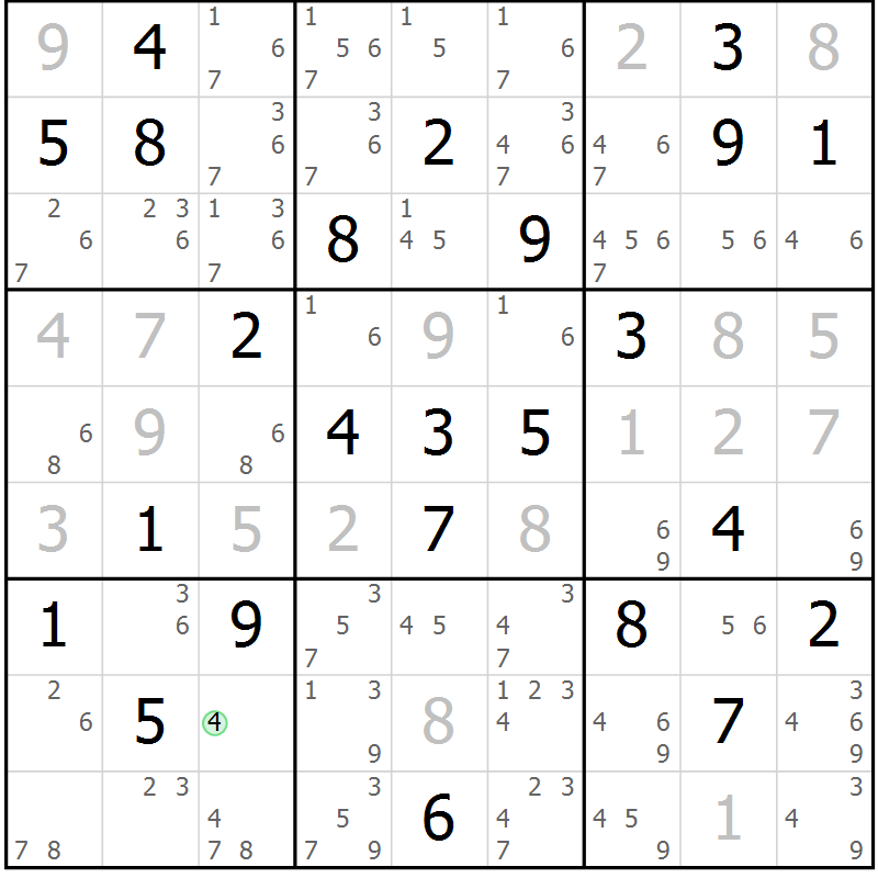 Position des candidats pour la solution de la Gr 46 page 48 du magazine de sudoku Expert n° 020