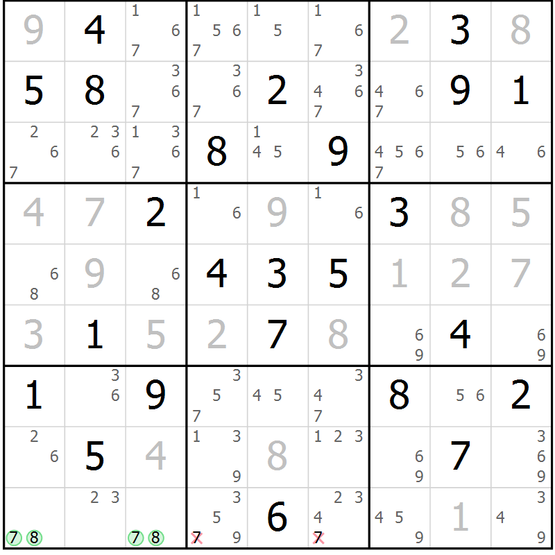 Position des candidats pour la solution de la Gr 46 page 48 du magazine de sudoku Expert n° 020