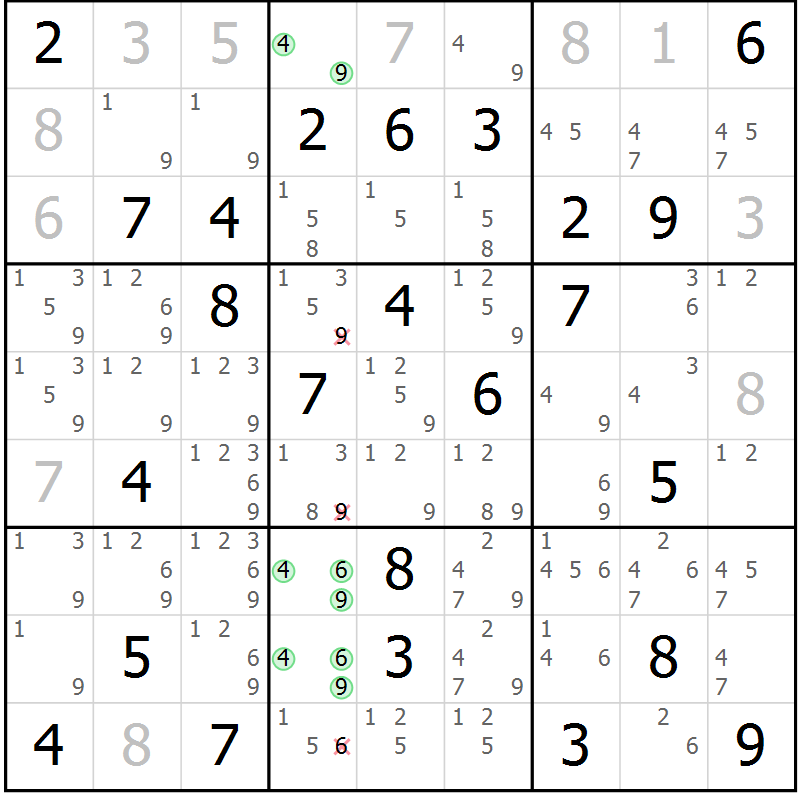 Position des candidats pour la solution de la Gr 47 page 49 du magazine de sudoku Expert n° 020