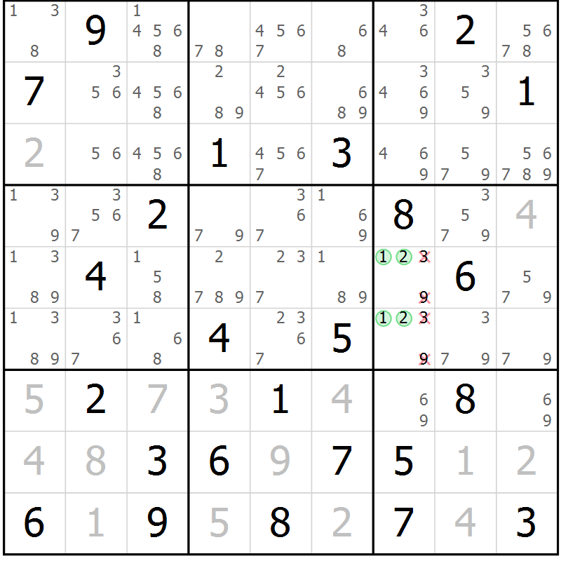 Position des candidats pour la solution de la Gr 48 page 50 du magazine de sudoku Expert n° 020