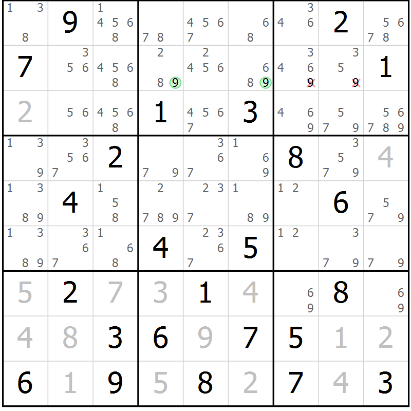 Position des candidats pour la solution de la Gr 48 page 50 du magazine de sudoku Expert n° 020