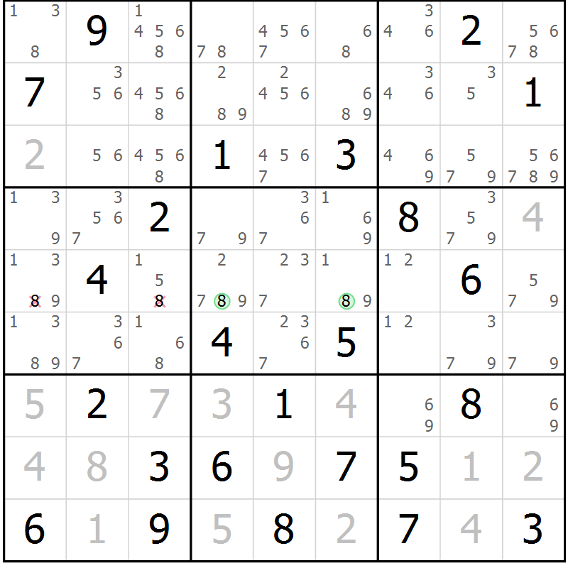 Position des candidats pour la solution de la Gr 48 page 50 du magazine de sudoku Expert n° 020