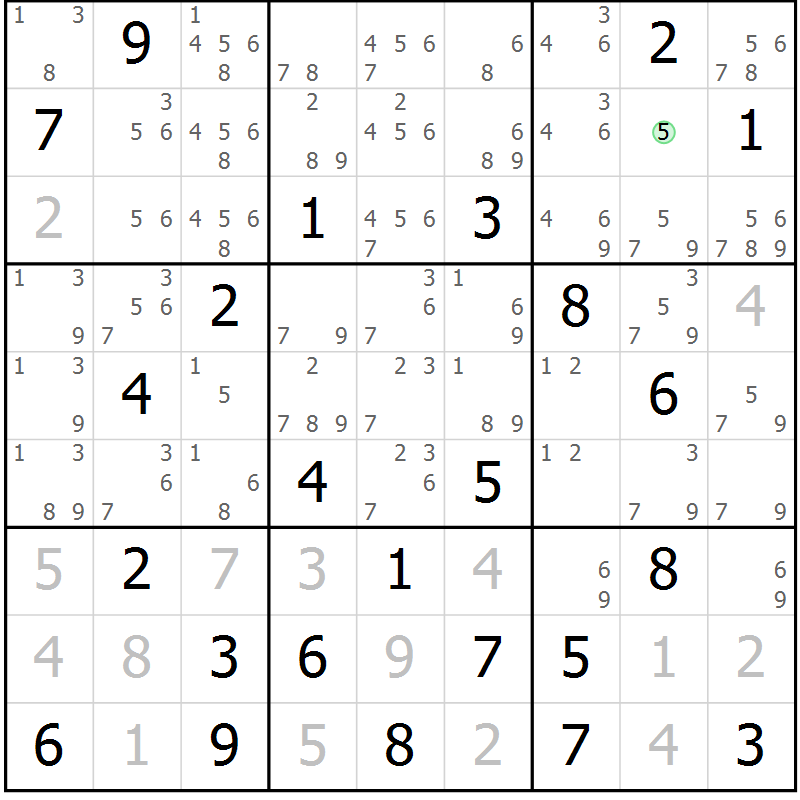 Position des candidats pour la solution de la Gr 48 page 50 du magazine de sudoku Expert n° 020