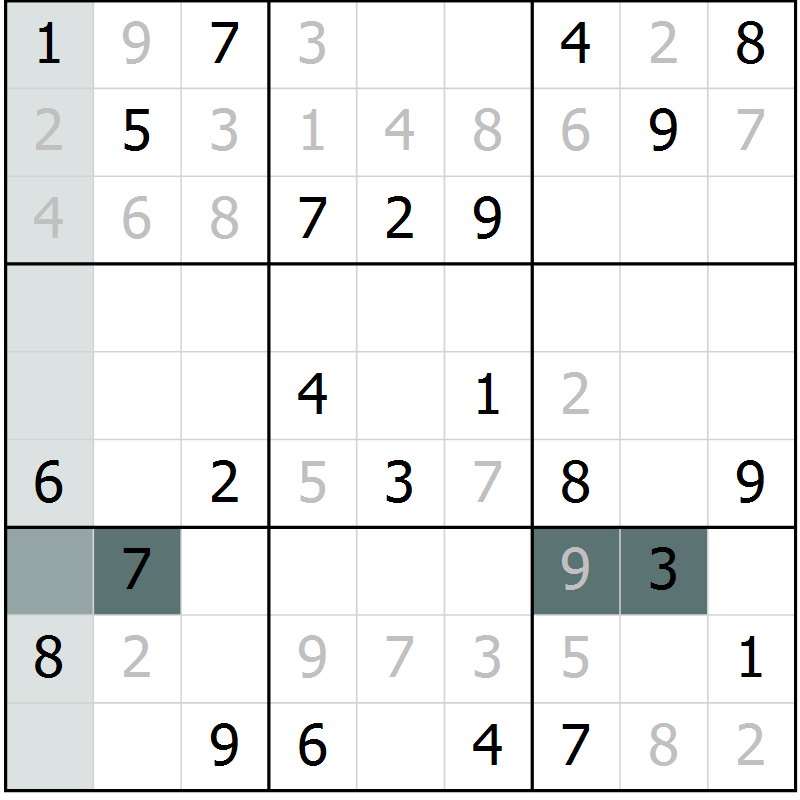 Position des candidats pour la solution de la Gr 49 page 51 du magazine de sudoku Expert n° 020