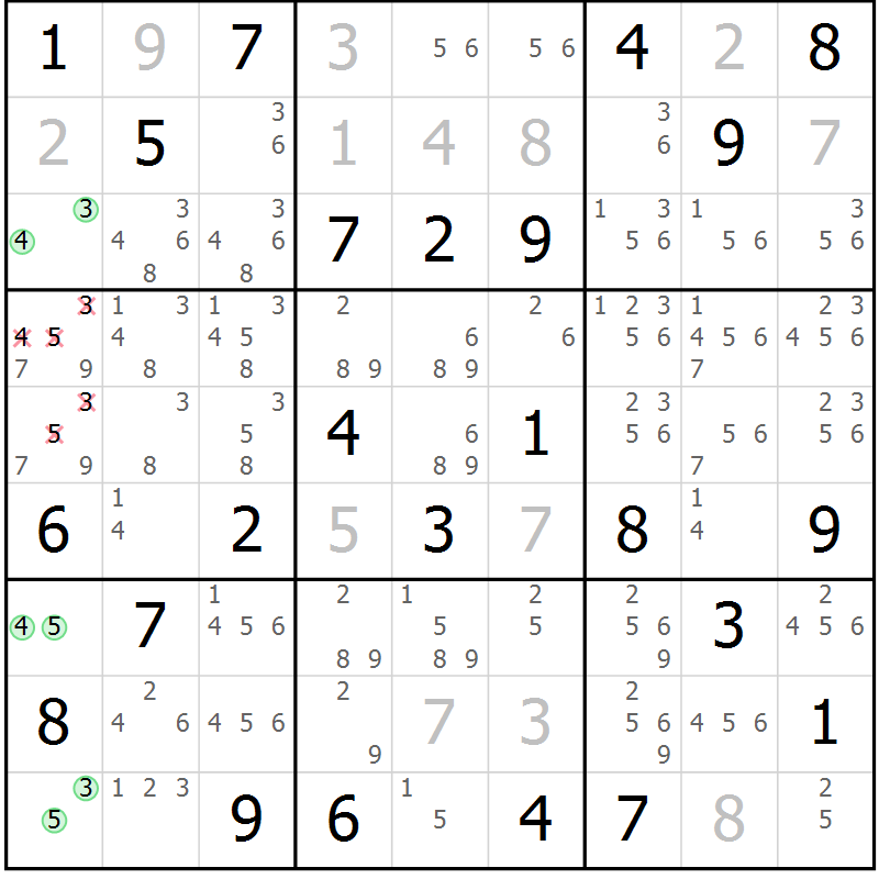 Position des candidats pour la solution de la Gr 49 page 51 du magazine de sudoku Expert n° 020