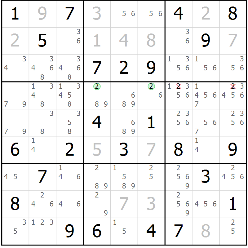 Position des candidats pour la solution de la Gr 49 page 51 du magazine de sudoku Expert n° 020