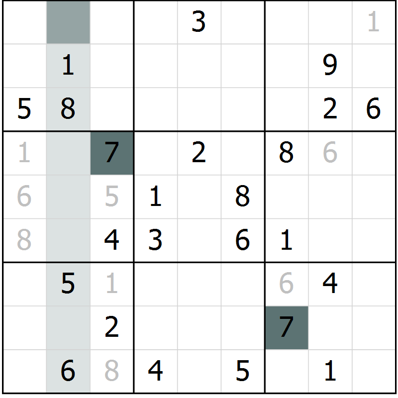 Position des candidats pour la solution de la Gr 5 page 7 du magazine de sudoku Expert n° 020