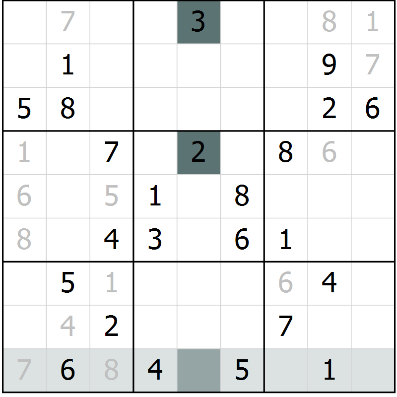 Position des candidats pour la solution de la Gr 5 page 7 du magazine de sudoku Expert n° 020