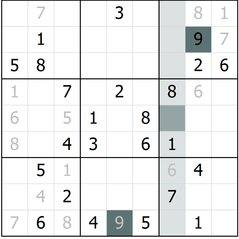 Position des candidats pour la solution de la Gr 5 page 7 du magazine de sudoku Expert n° 020