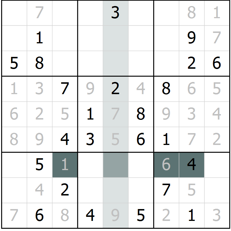 Position des candidats pour la solution de la Gr 5 page 7 du magazine de sudoku Expert n° 020
