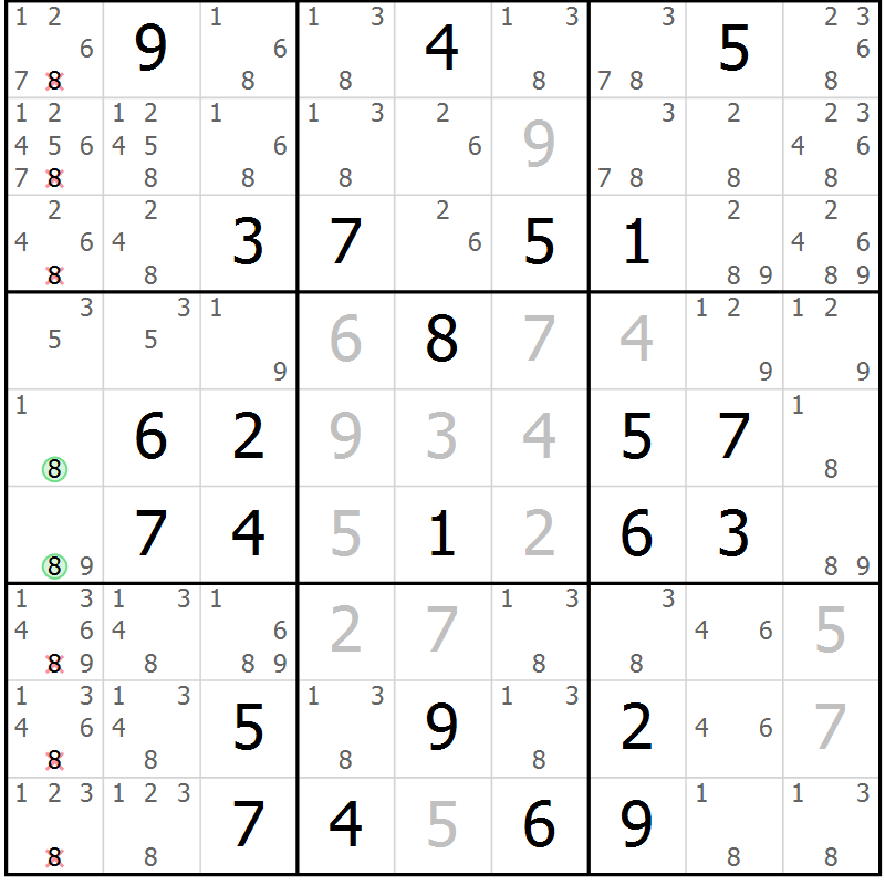 Position des candidats pour la solution de la Gr 50 page 52 du magazine de sudoku Expert n° 020