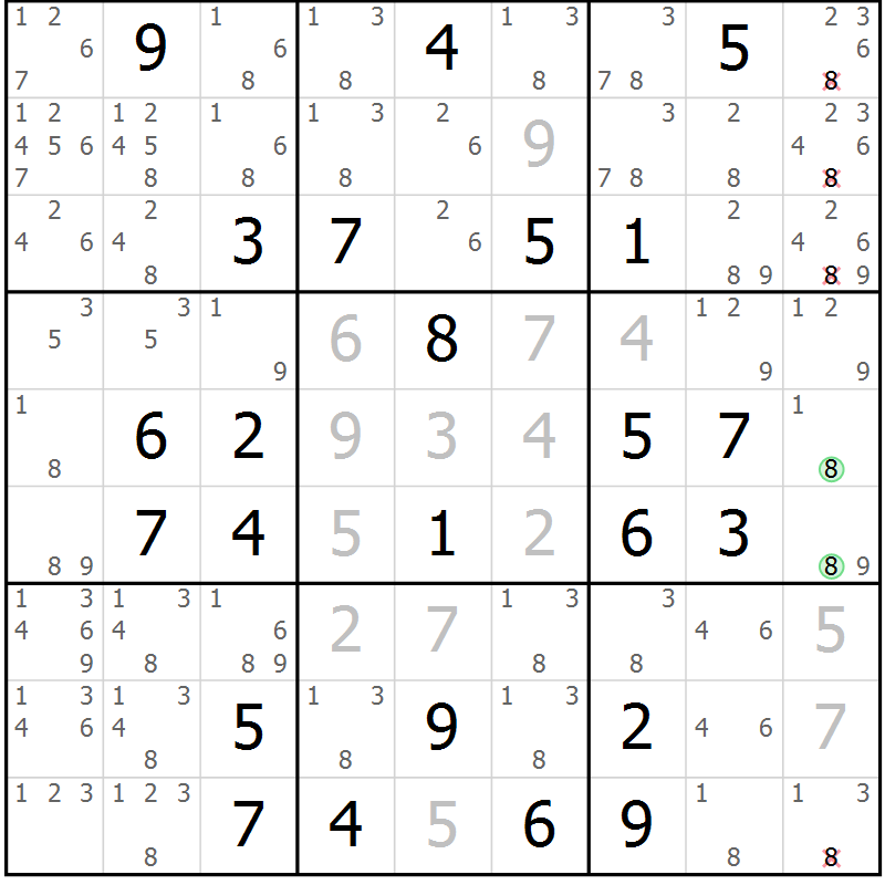 Position des candidats pour la solution de la Gr 50 page 52 du magazine de sudoku Expert n° 020