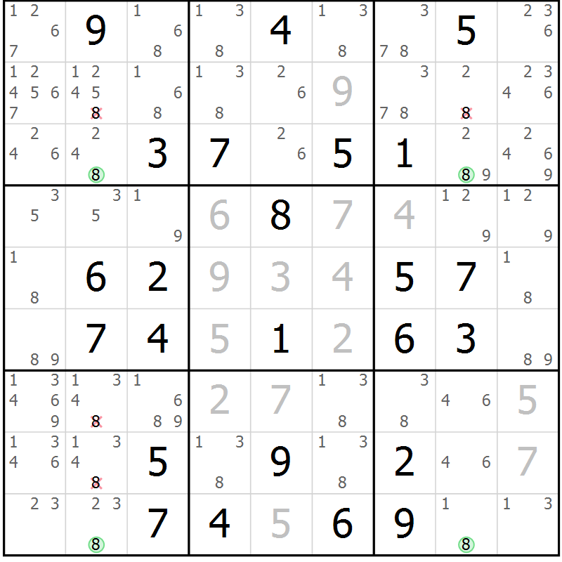 Position des candidats pour la solution de la Gr 50 page 52 du magazine de sudoku Expert n° 020