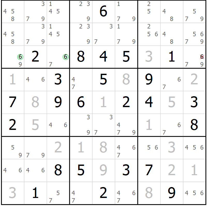 Position des candidats pour la solution de la Gr 51 page 53 du magazine de sudoku Expert n° 020