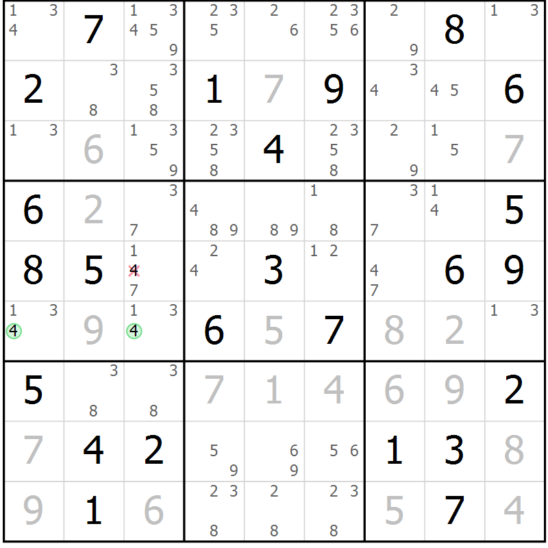 Position des candidats pour la solution de la Gr 52 page 54 du magazine de sudoku Expert n° 020