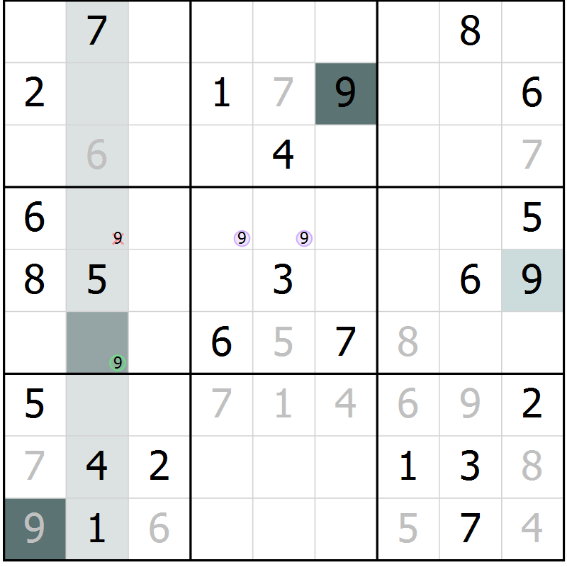 Position des candidats pour la solution de la Gr 52 page 54 du magazine de sudoku Expert n° 020
