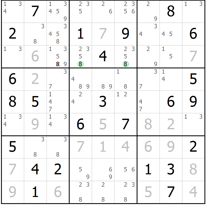 Position des candidats pour la solution de la Gr 52 page 54 du magazine de sudoku Expert n° 020