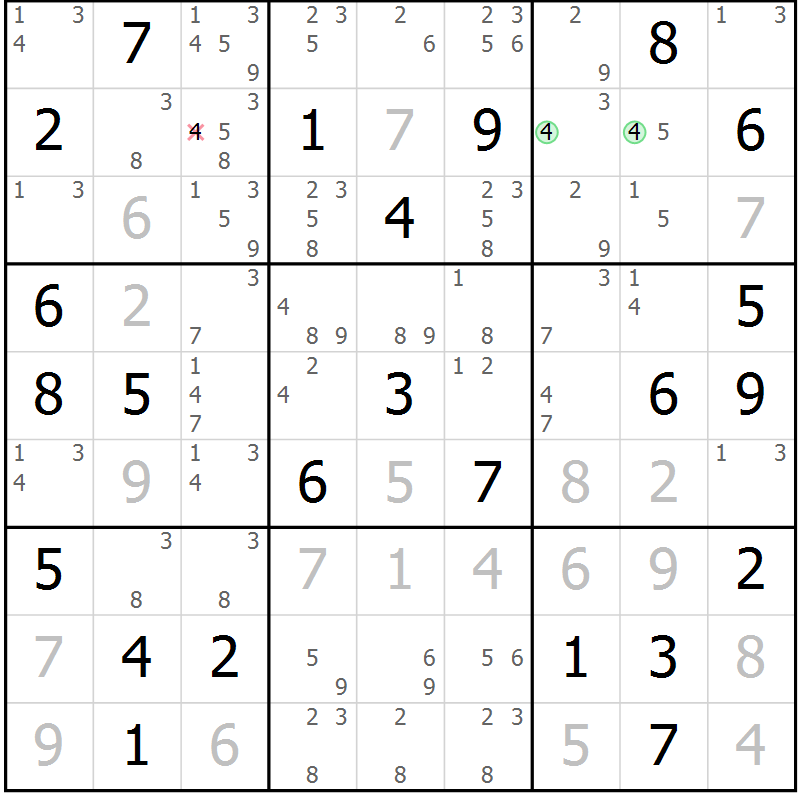 Position des candidats pour la solution de la Gr 52 page 54 du magazine de sudoku Expert n° 020